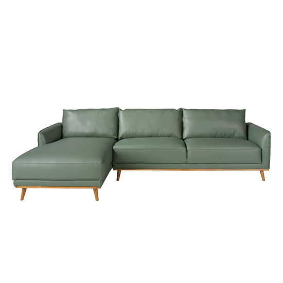 Угловой диван с левым шезлонгом 6200/5607-L-M5677 Angel Cerda из зеленой кожи