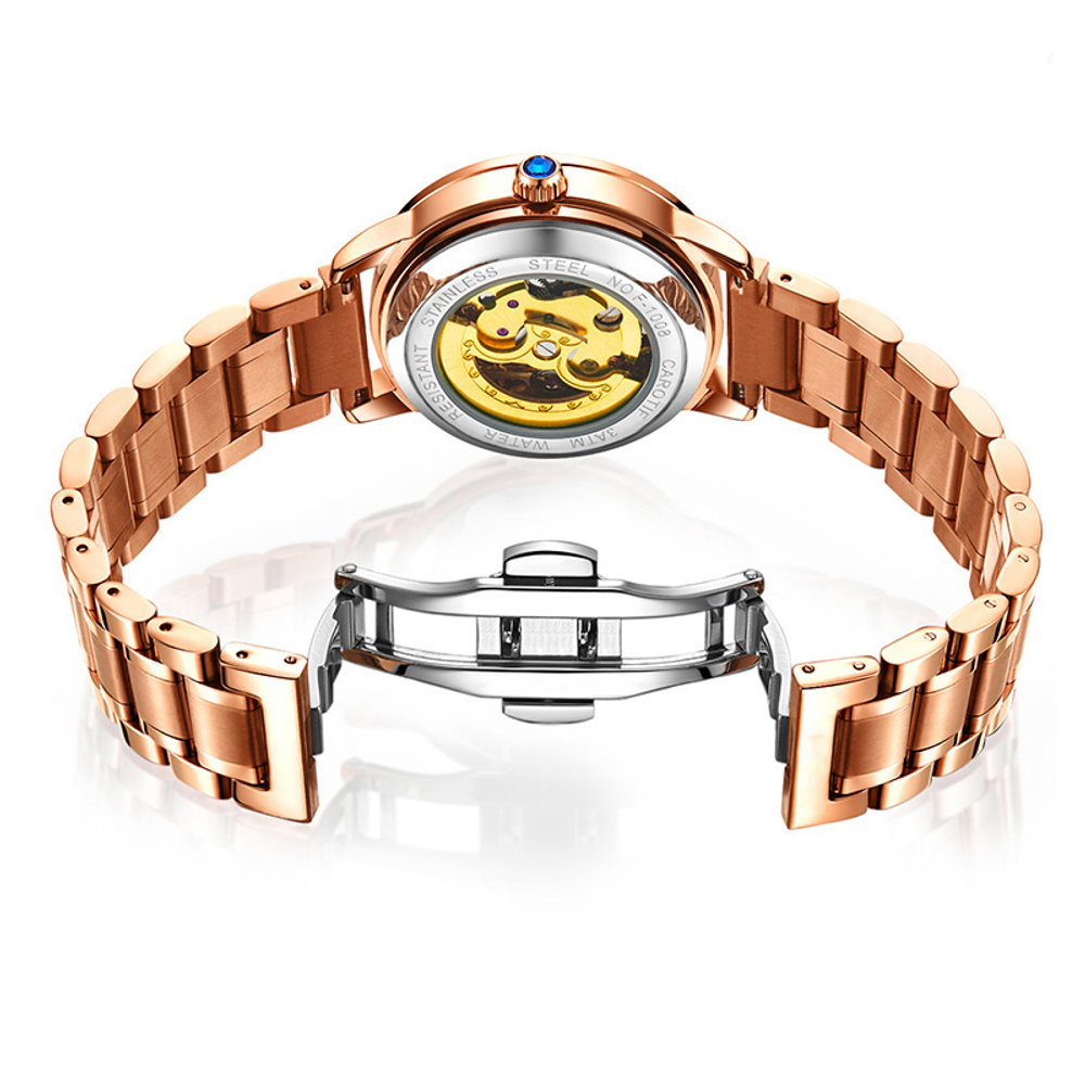 KANGOL Mechanical Movement Stainless Steel Watchband Watch Women"s Watch Red Watch Dial KANGOL K113