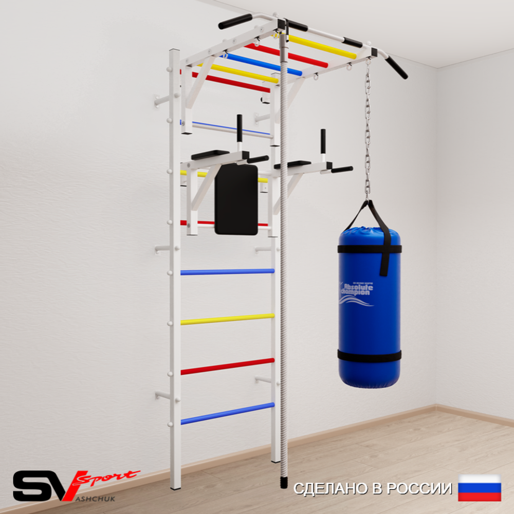 Шведская стенка Sv Sport 5401 (Турник рукоход/Брусья/Канат/Цепь/Мешок 15кг)