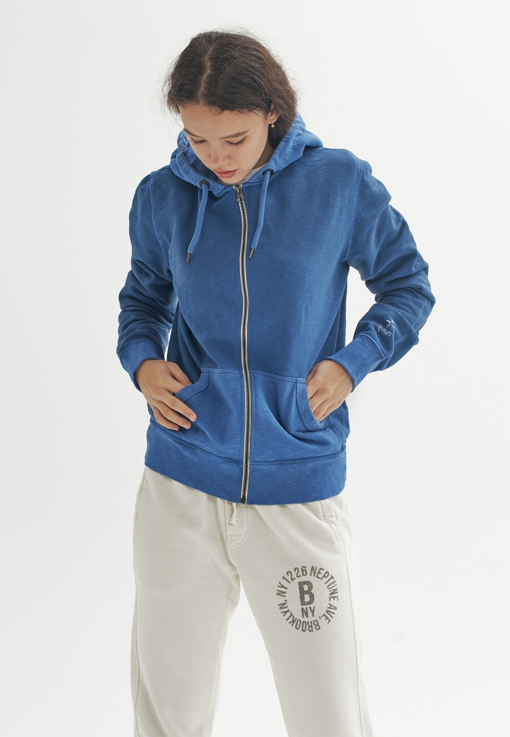 Худи на молнии Bowery NYC Space Wash Blue