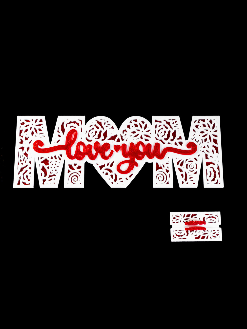 Табличка интерьерная "Love you MOM", "Люблю тебя, мама", 3D печать