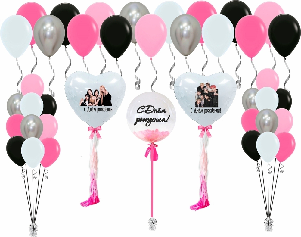 Воздушный шар Black Pink Premium 91 см