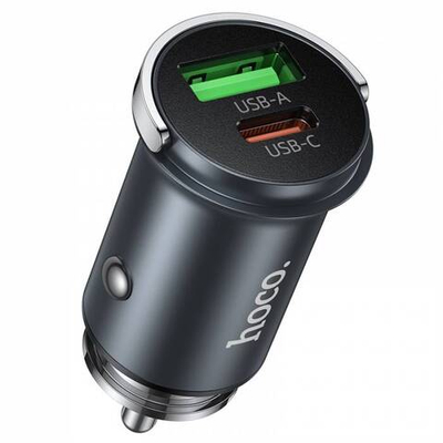 Автомобильное зарядное устройство Hoco Z71 PD30W+QC3.0 (metal grey)