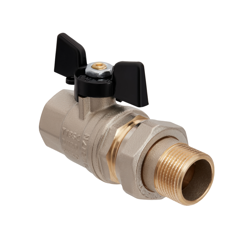 Кран шаровой с американкой Hoobs Orion 1/2" внутренняя-наружная (бабочка)