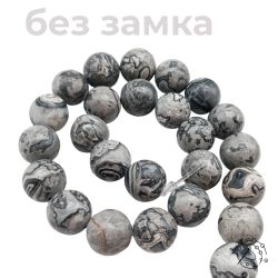Нить бусин яшма серебряная 12 мм