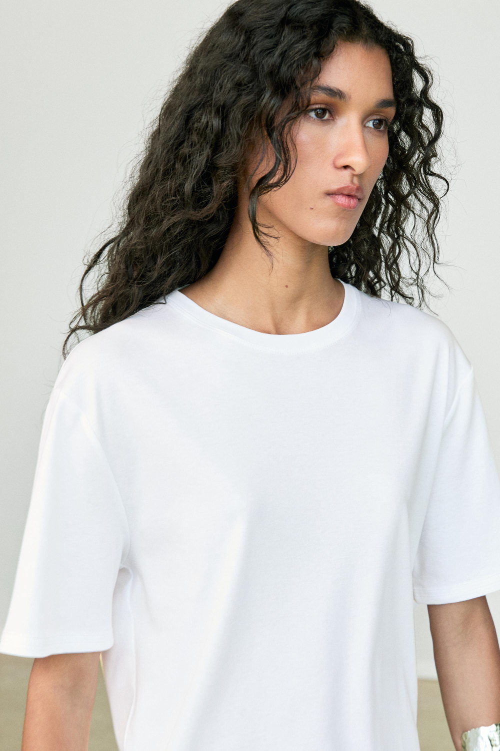 Massimo Dutti Футболка из 100% хлопка с короткими рукавами, белый