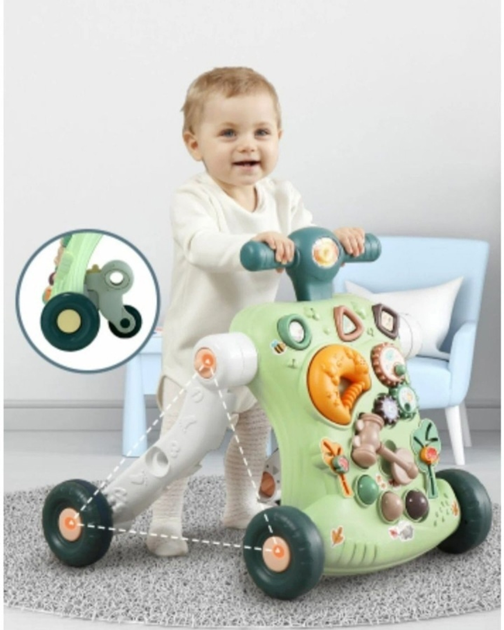 Многофункциональные ходунки Luxmom 6в1 (каталка, бизиборд,самокат, беговел)