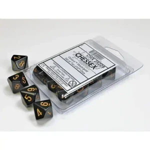 Chessex 10-D10 set Opaque Black/Gold
