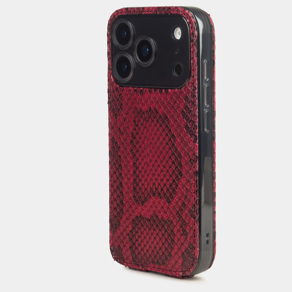 Чехол для iPhone 17 Pro Max - кожа питона, малина