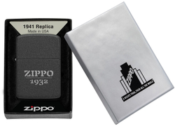 Зажигалка ZIPPO 1941 Replica, с покрытием Black Crackle, черный, матовая, 38x13x57 мм, шт