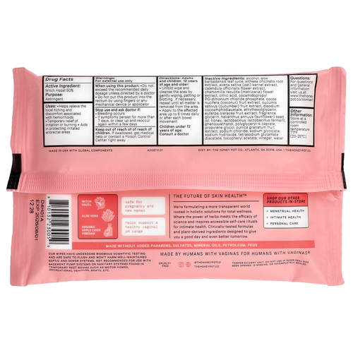 The Honey Pot Company, Успокаивающие салфетки от геморроя, максимальная сила действия, 20 салфеток