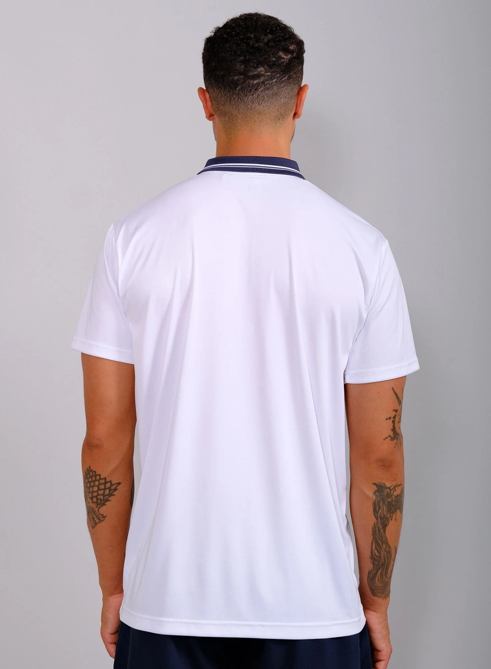 Мужское поло RS Performance Court Polo - Striped Collar REC белое (252M017-002)