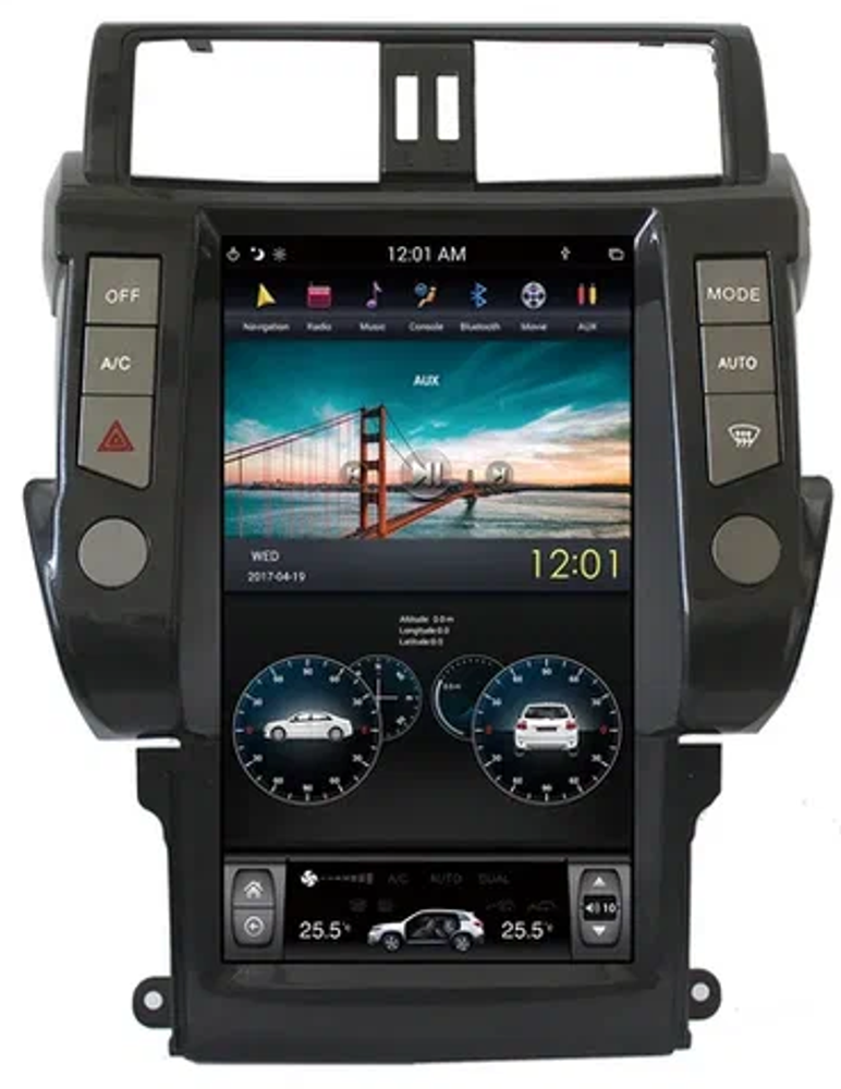 Магнитола для Toyota Land Cruiser Prado 150 2009-2013 (без 360) - Kuberg ZF "Тесла-стиль" монитор 13.6" на Android 11, CarPlay, 4G SIM-слот