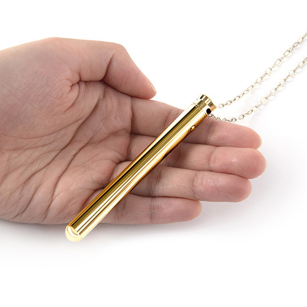 Золотистый вибростимулятор-кулон 9,5см на цепочке Le Wand Vibrating Necklace Gold LW-047-GD