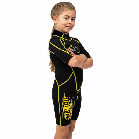 Гидрокостюм детский Marlin Malibu Shorty Junior 2,5 мм черно-желтый