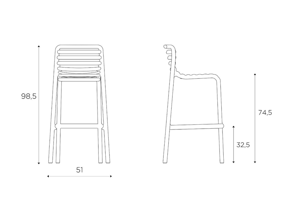 Стул пластиковый барный Nardi Doga Stool, табак