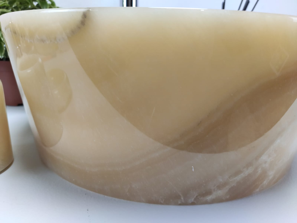 Раковина из оникса Drum Yellow Small DO-60979 40x40x15 из натурального камня