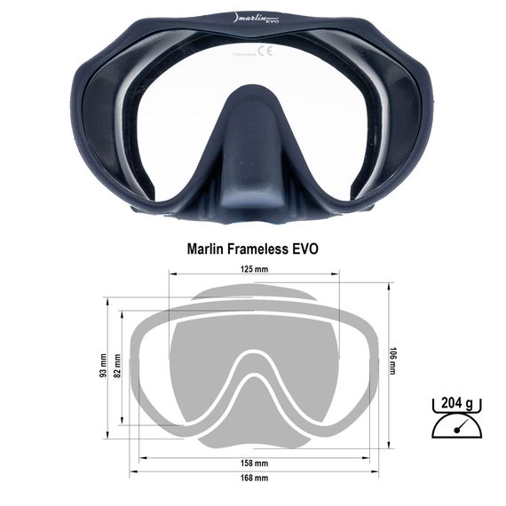 Маска Marlin FRAMELESS EVO, темно-синий