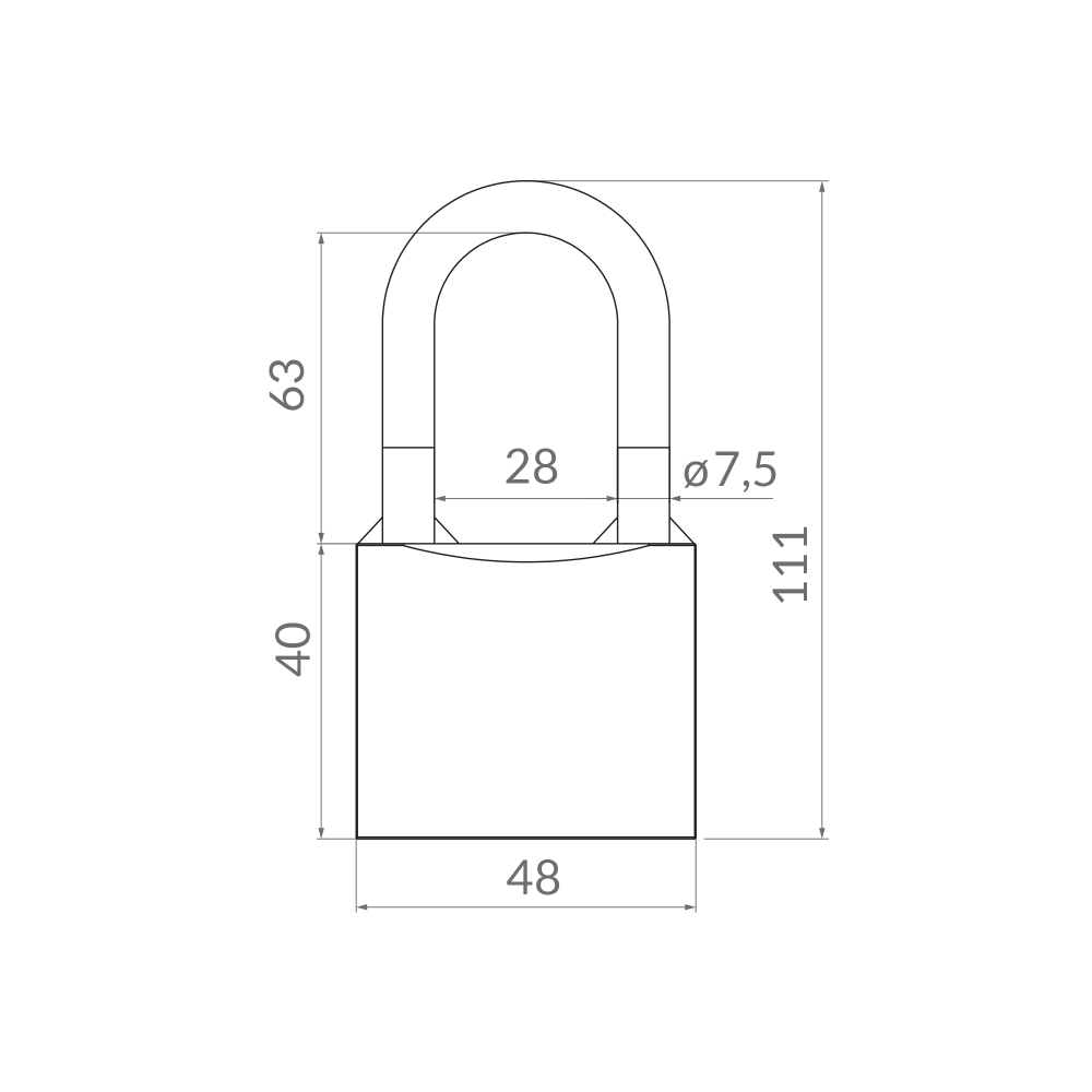 Замок навесной PK-0150 L 3 key англ.ключ.