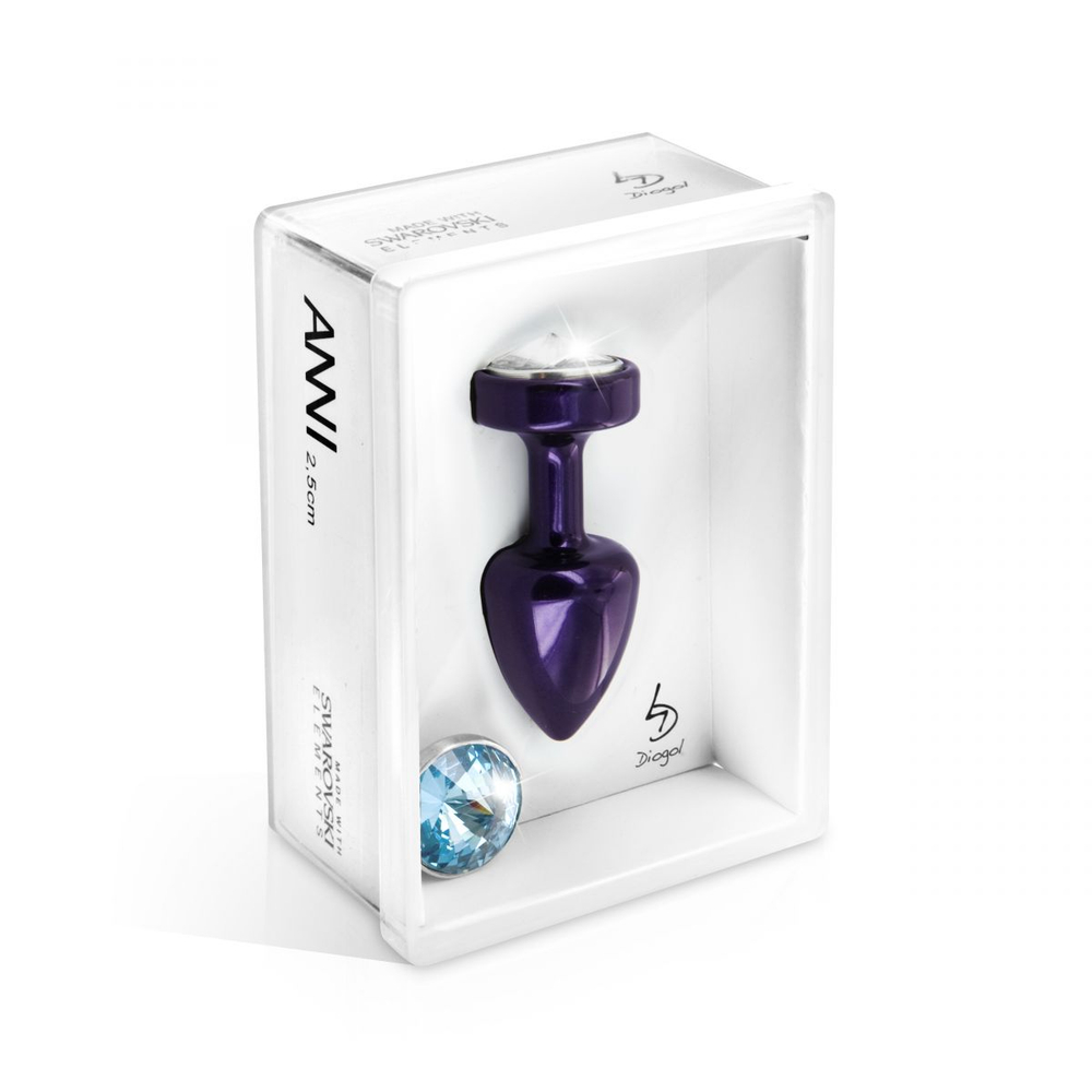 Фиолетовый анальный плаг Anni Magnet T2 Purple Cristal/blue с 2 заменяемыми кристаллами - 7,5 см. (Цвет: фиолетовый)