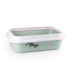 Лоток / туалет ZOOEXPRESS "Leader" для кошек с рамкой и рисунком - 46х34,5х14 см
