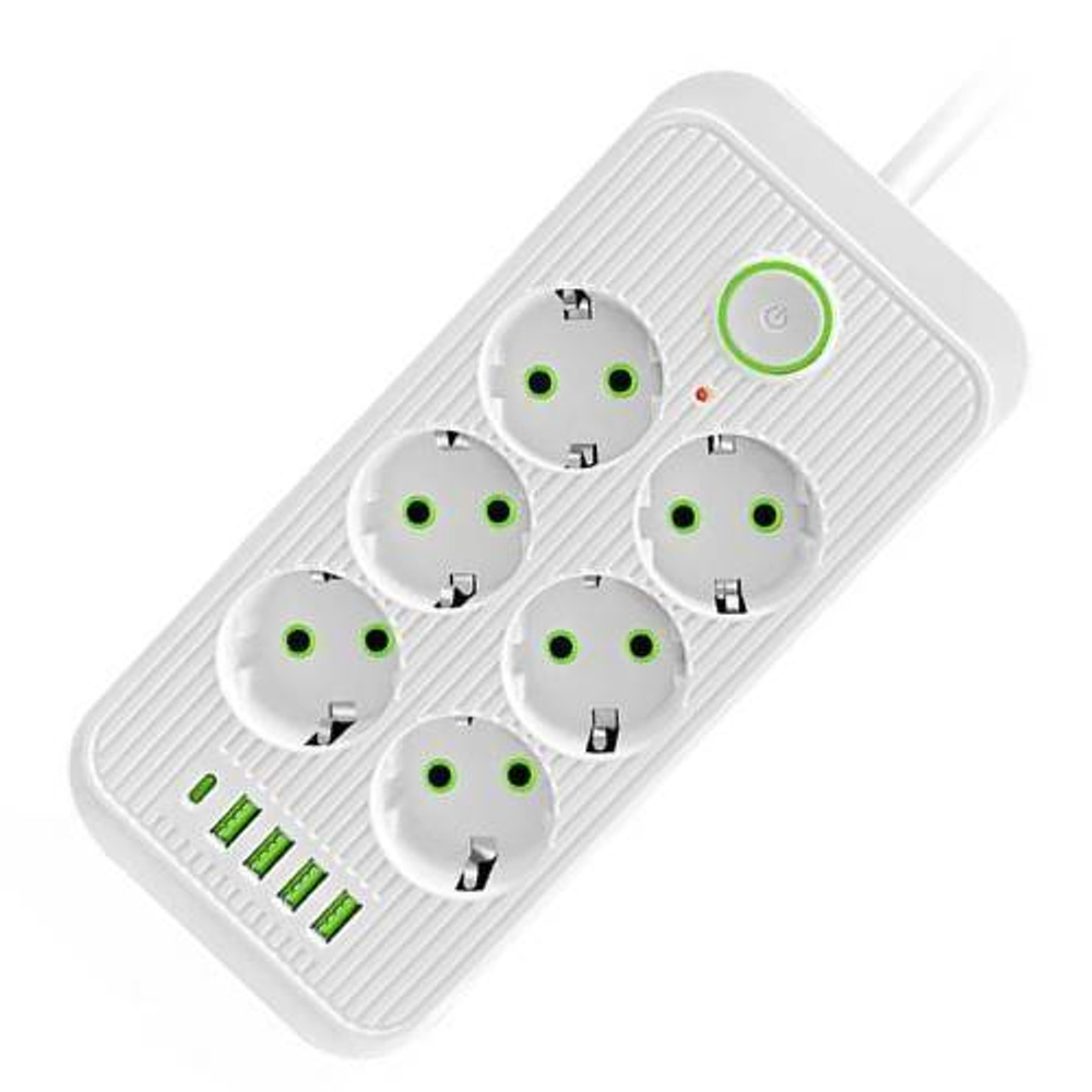 Удлинитель 6гн 2м с/з +4USB+TYPE