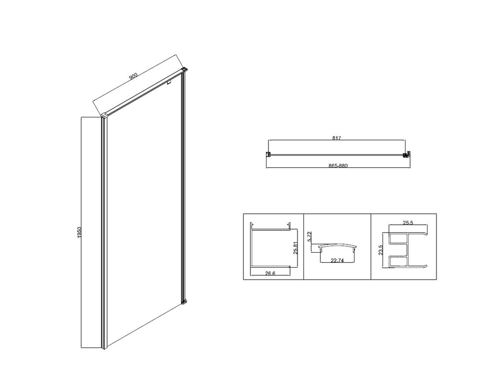 Душевой уголок Vincea Слим-Н (Slim-N) VSR-5SN9090CLB, 900*900, черный, стекло прозрачное
