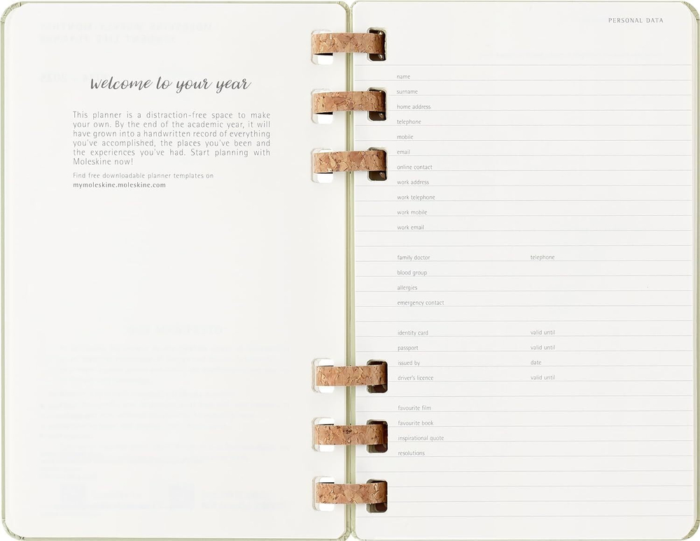 Еженедельник Moleskine ACADEMIC SPIRAL (DHSPK5212AMWH3) Large 150х210мм 200стр кремовые страницы спираль киви