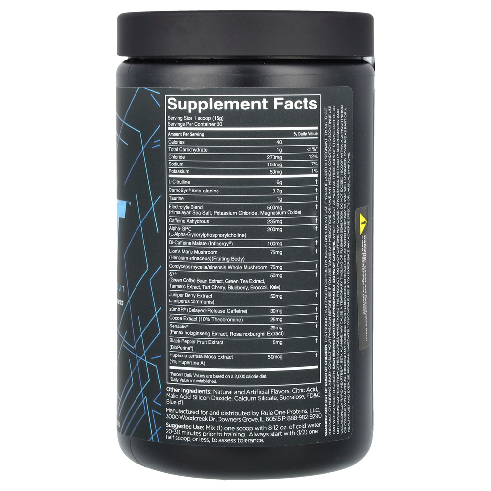Rule One Proteins, preLIFT, перед тренировкой, голубая малина, 450 г (15,9 унции)