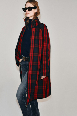 ZARA ТРЕНЧ МИДИ В КЛЕТКУ ZW COLLECTION, КРАНСЫЙ/ТЕМНО-СИНИЙ