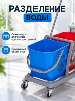 Тележка уборочная 2×17 л с механическим отжимом