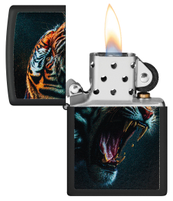 Зажигалка ZIPPO Tiger Roar Design с покрытием Black Matte, латунь/сталь, черная, 38x13x57 мм, шт