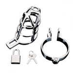 Серебристая металлическая клетка для члена с замком Enslave Cock Cage (Цвет: серебристый)