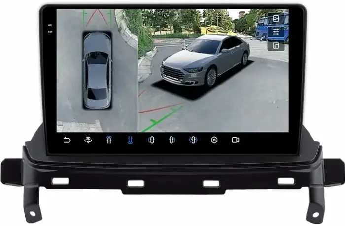 Магнитола для Mitsubishi Eclipse Cross (ШГУ-планшет) - FarCar BX9-360-7763F2 монитор 9.5" 2K QLED на Android 13, Быстрая, CarPlay, 4G SIM-слот, 4 камеры в комплекте