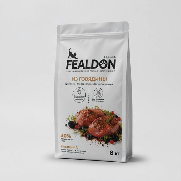 Сухой корм Fealdon для взрослых собак мелких пород с говядиной