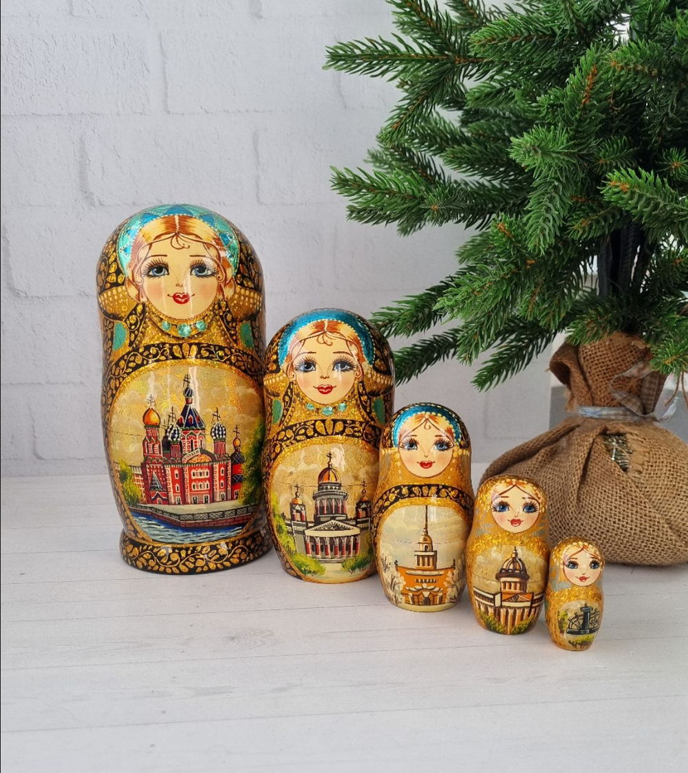 Матрешка 5 мест 18см Виды города