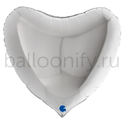 Фольгированная фигура, сердце, 36"/91СМ Металлик Silver