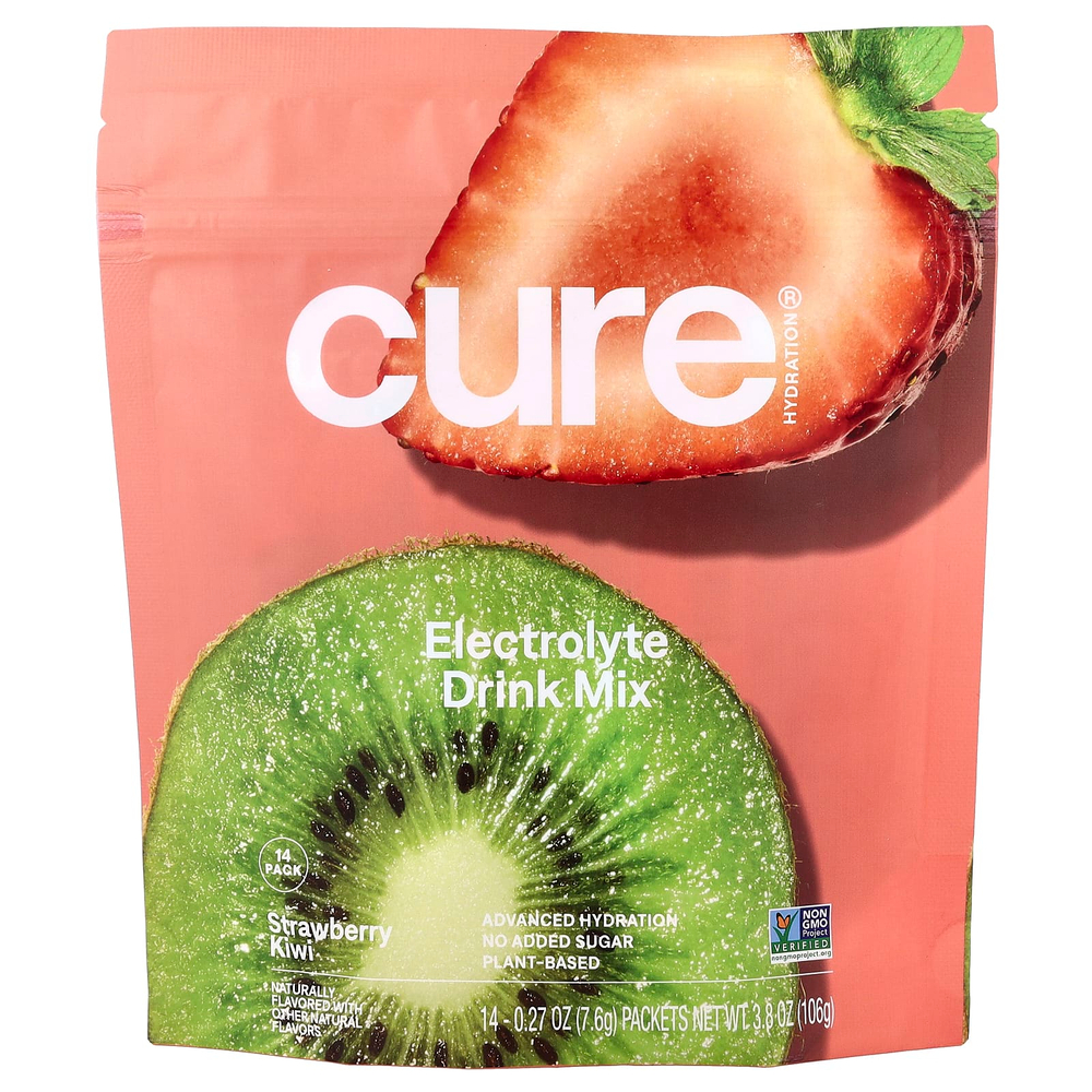 Cure Hydration, смесь для приготовления электролитического напитка, клубника и киви, 14 пакетиков по 7,6 г (0,27 унции) каждый