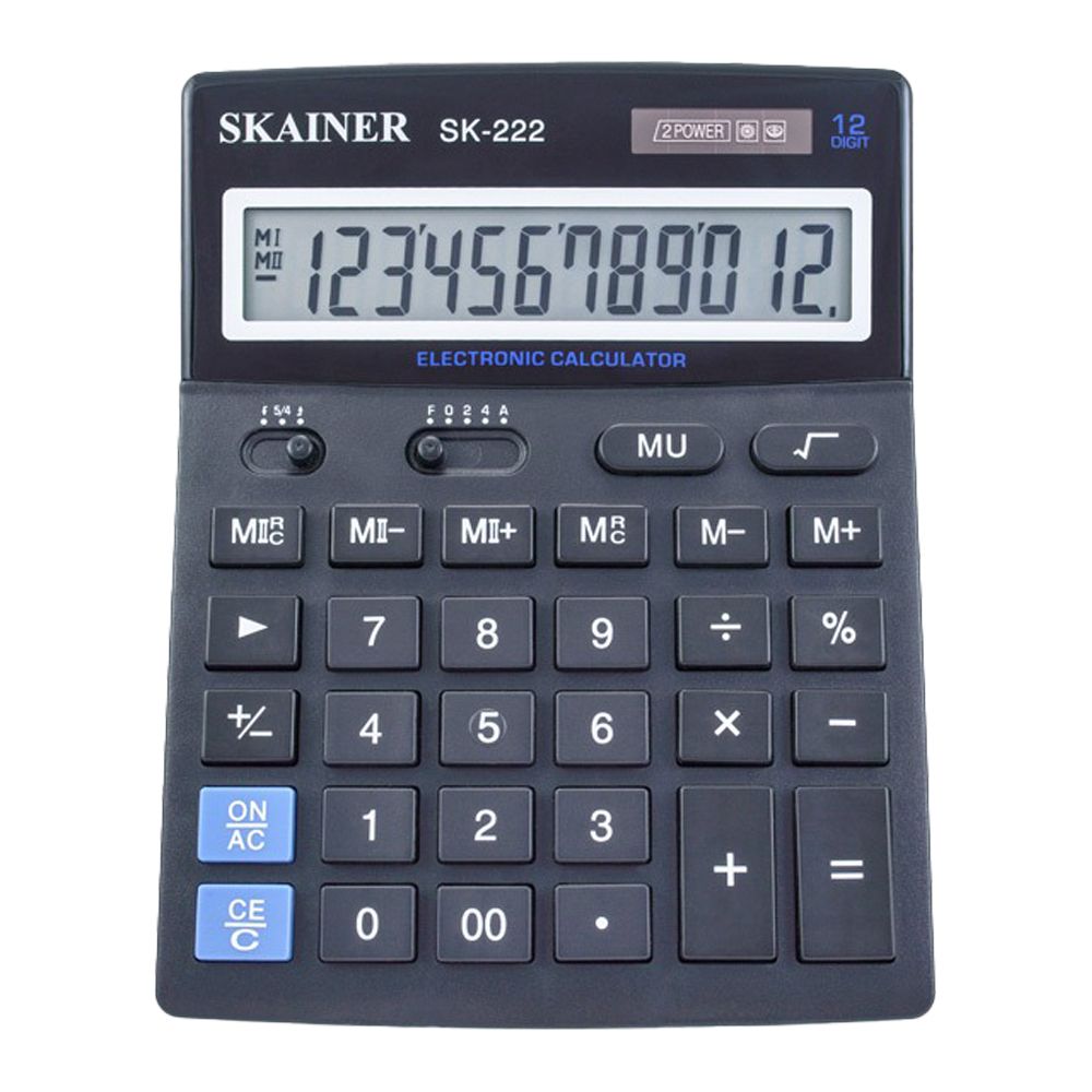 Калькулятор настольный SKAINER 12 Bit, LCD, 17.6*14*4.5 см, чёрный Калькулятор настольный SKAINER 12 Bit, LCD, 17.6*14*4.5 см, чёрный