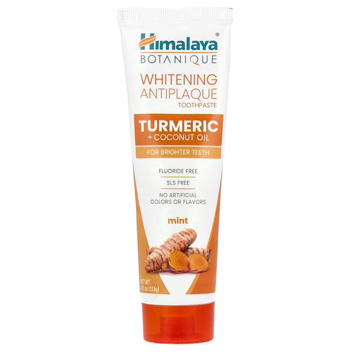 Himalaya, отбеливающая зубная паста против зубного налёта, куркума и кокосовое масло, мята, 113 г (4 унции)