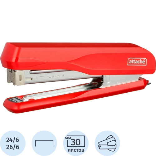 Степлер Attache MSR2430 до 30 листов красный (скобы № 24/6, 26/6, с антистеплером)