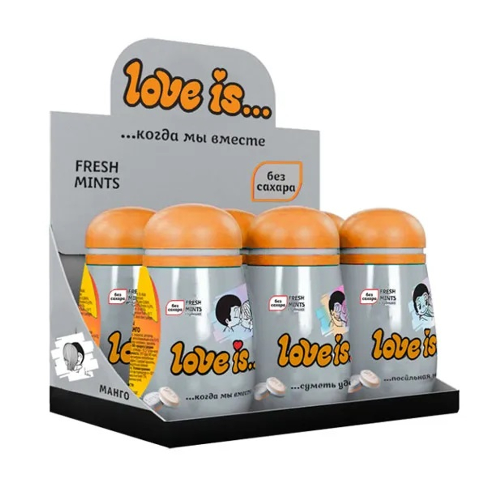 Набор освежающие конфеты "Love is..." со вкусом манго, 6шт, пластиковая баночка