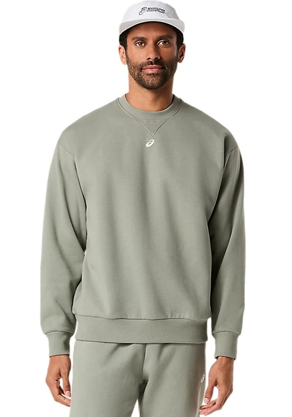 Мужская теннисная толстовка Asics Fleece Crew-Neck Top Relaxed - lichen green