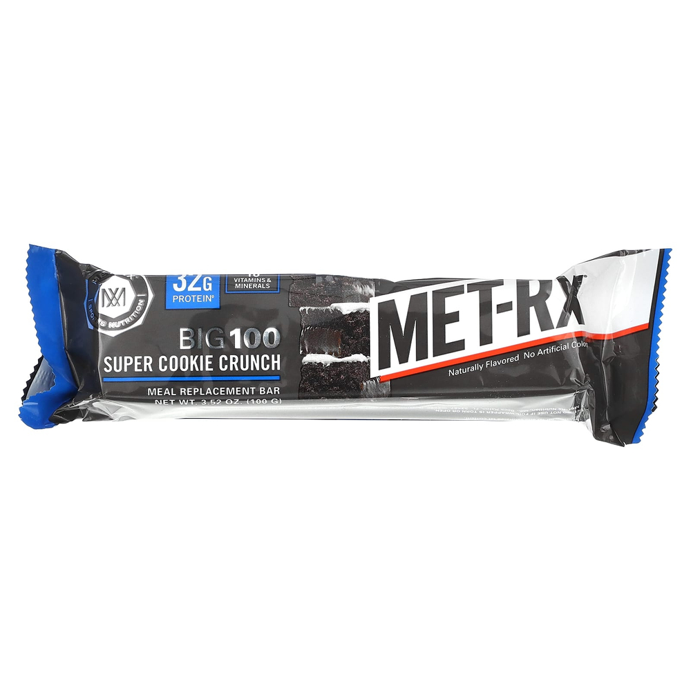 MET-Rx, Big 100, батончик для замены еды, хрустящее печенье, 9 батончиков, 100 г (3,52 унции)