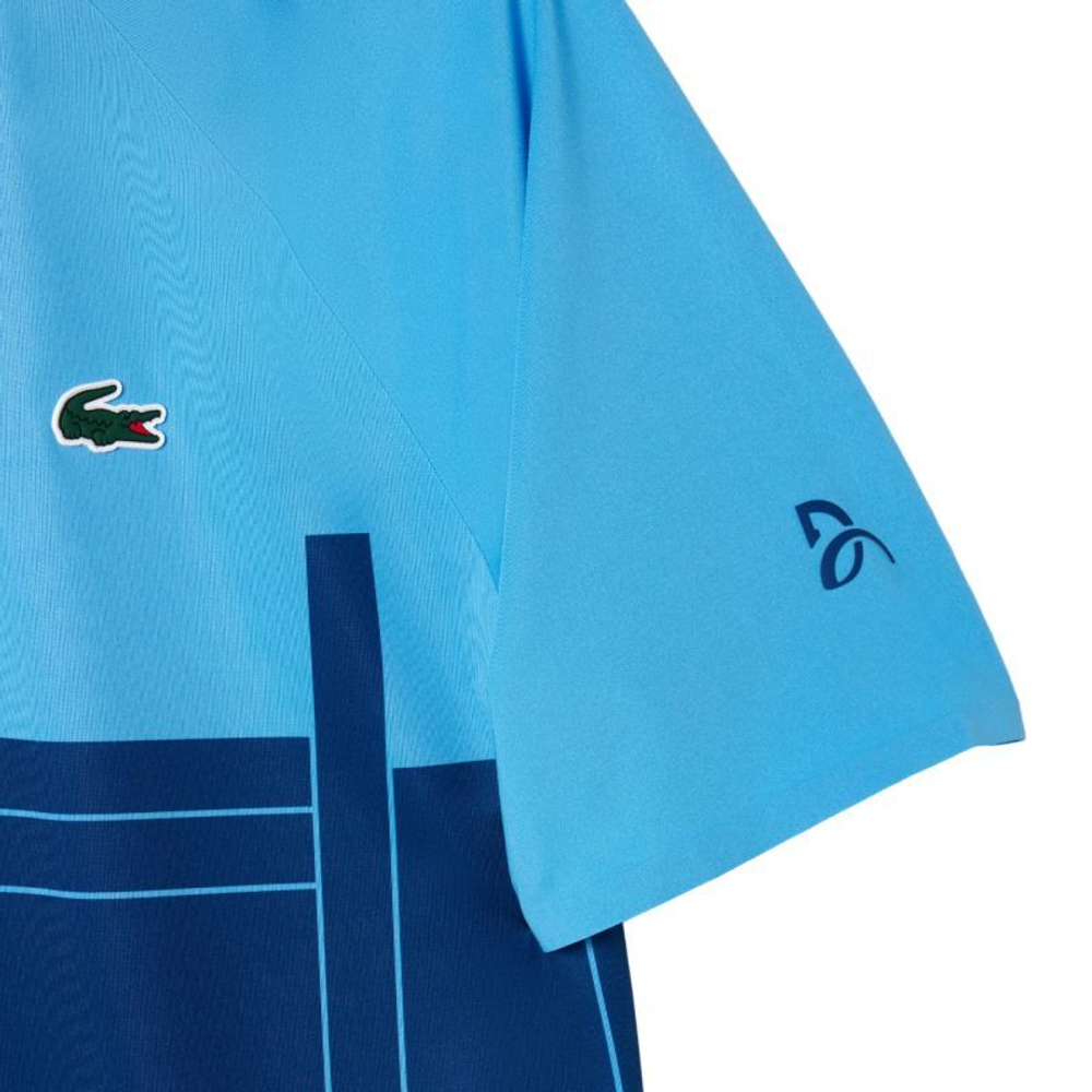Мужское теннисное поло Lacoste Tennis x Novak Djokovic Regular Fit On Court - небесный