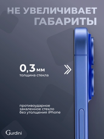 Стекло противоударное iPhone 16 6.1" Gurdini 3D Premium Glass черное