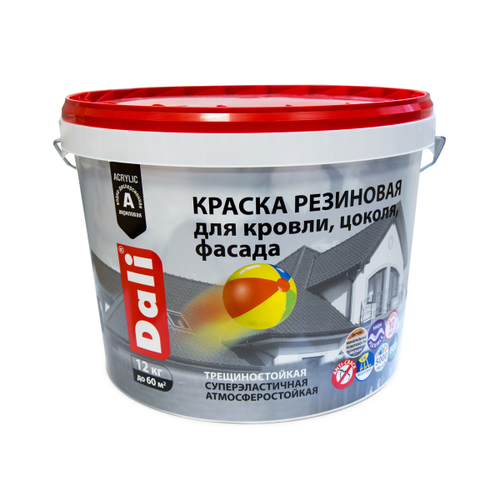 Краска резиновая Dali, глубокоматовая, 12 кг, черная, 205536