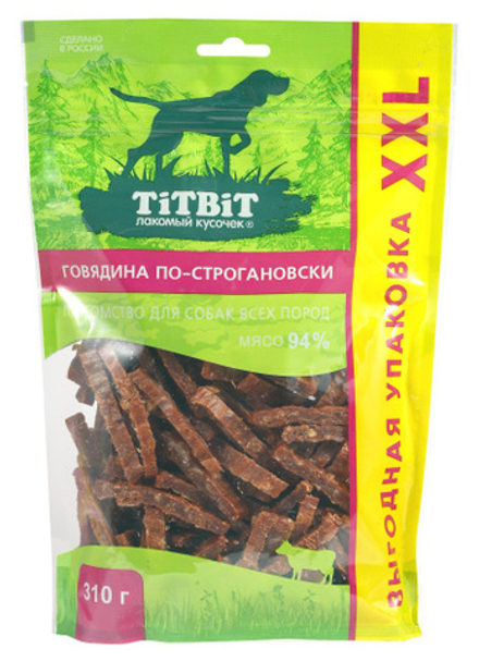 TITBIT говядина по-строгановски для собак всех пород - 310 гр (XXL уп-ка)