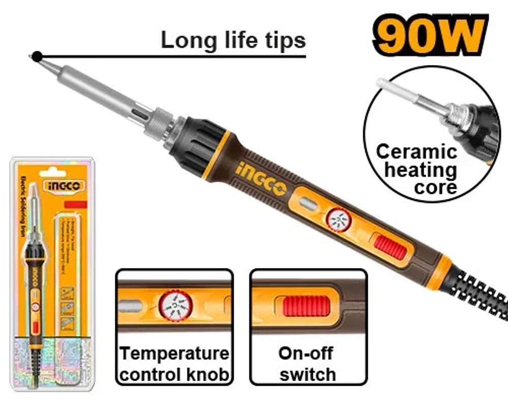 Паяльник электрический INGCO SI01608 INDUSTRIAL 90 Вт