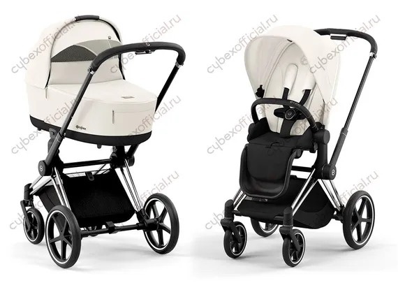 Детская коляска Cybex Priam IV 2 в 1 Off White шасси Chrome Black